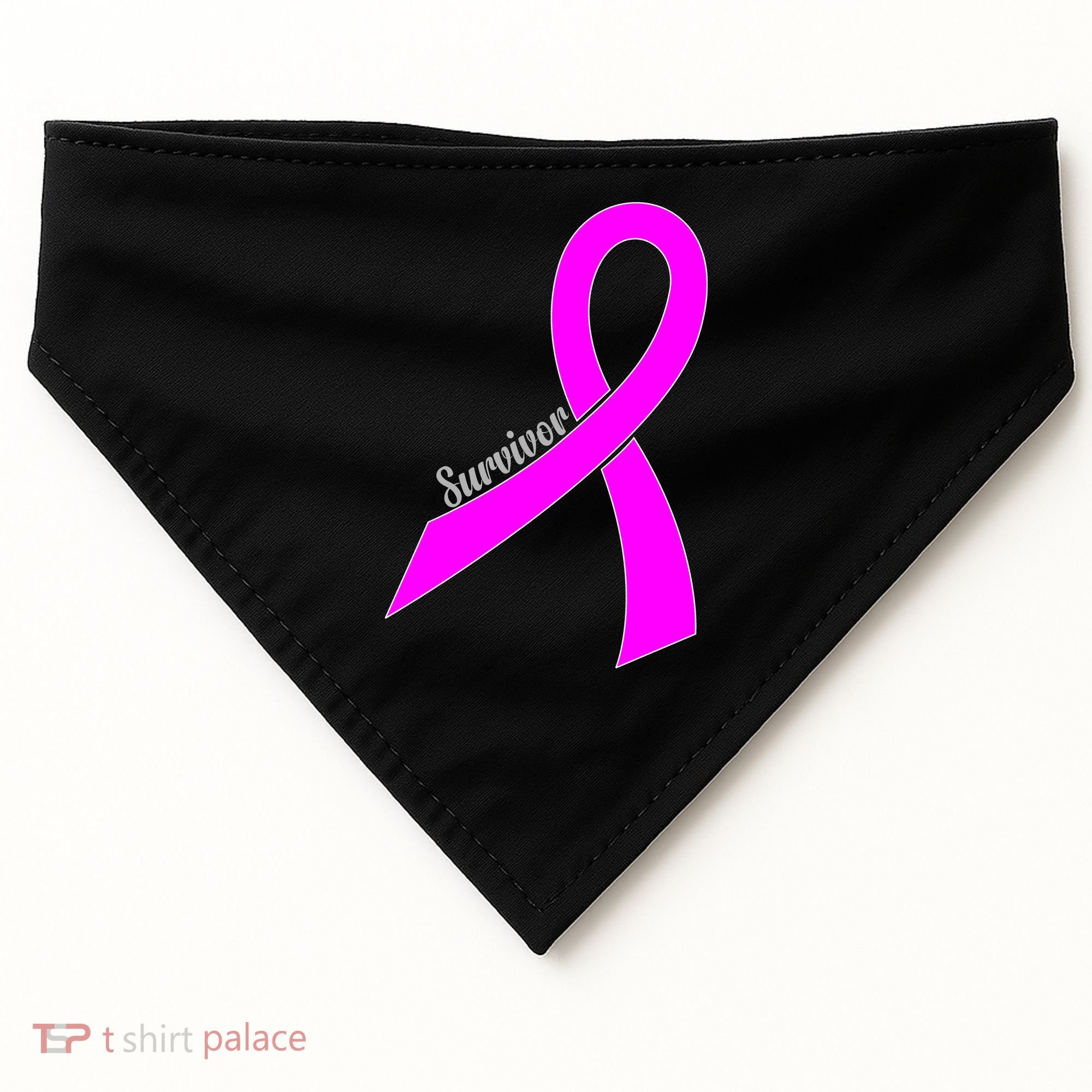 Survivor Breast Cancer Ribbon USA-Made Doggie Bandana
