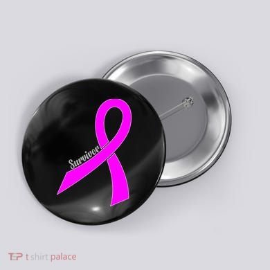 Survivor Breast Cancer Ribbon Button