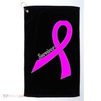 Survivor Breast Cancer Ribbon Golf Towel thumb 0
