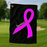 Survivor Breast Cancer Ribbon Golf Towel thumb 1