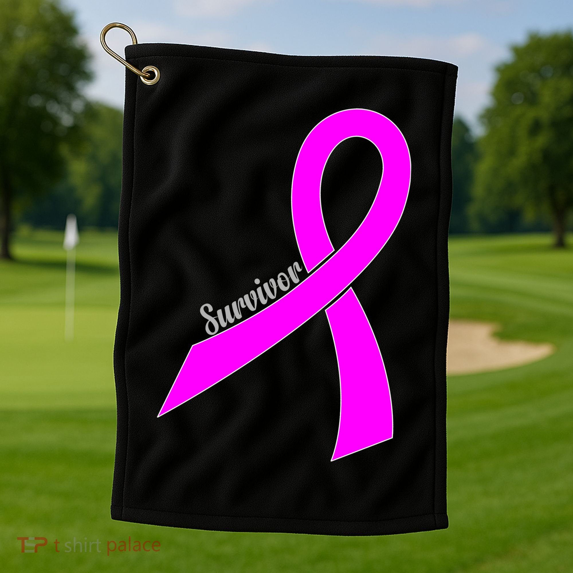 Survivor Breast Cancer Ribbon Golf Towel