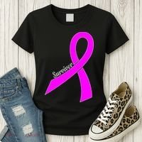 Survivor Breast Cancer Ribbon Women's T-Shirt thumb 3