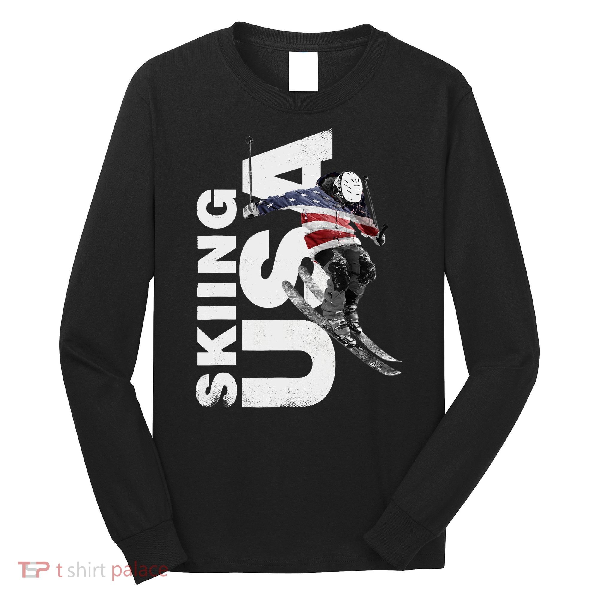 Skiing USA Support The Team USA Flag Ski Long Sleeve Shirt