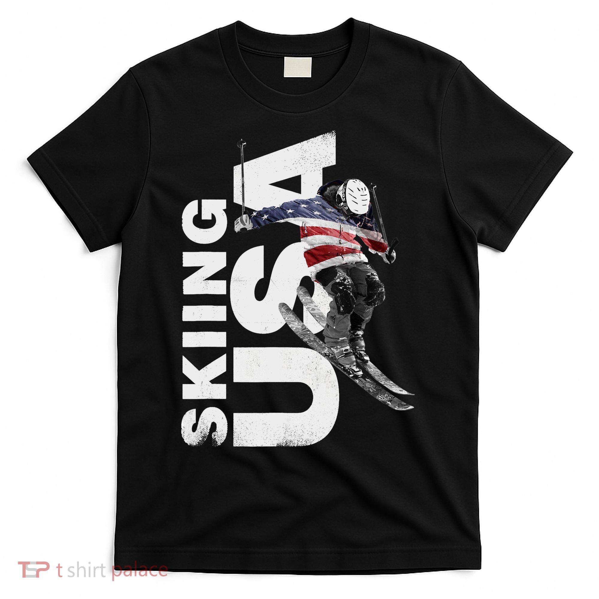 Skiing USA Support The Team USA Flag Ski T-Shirt