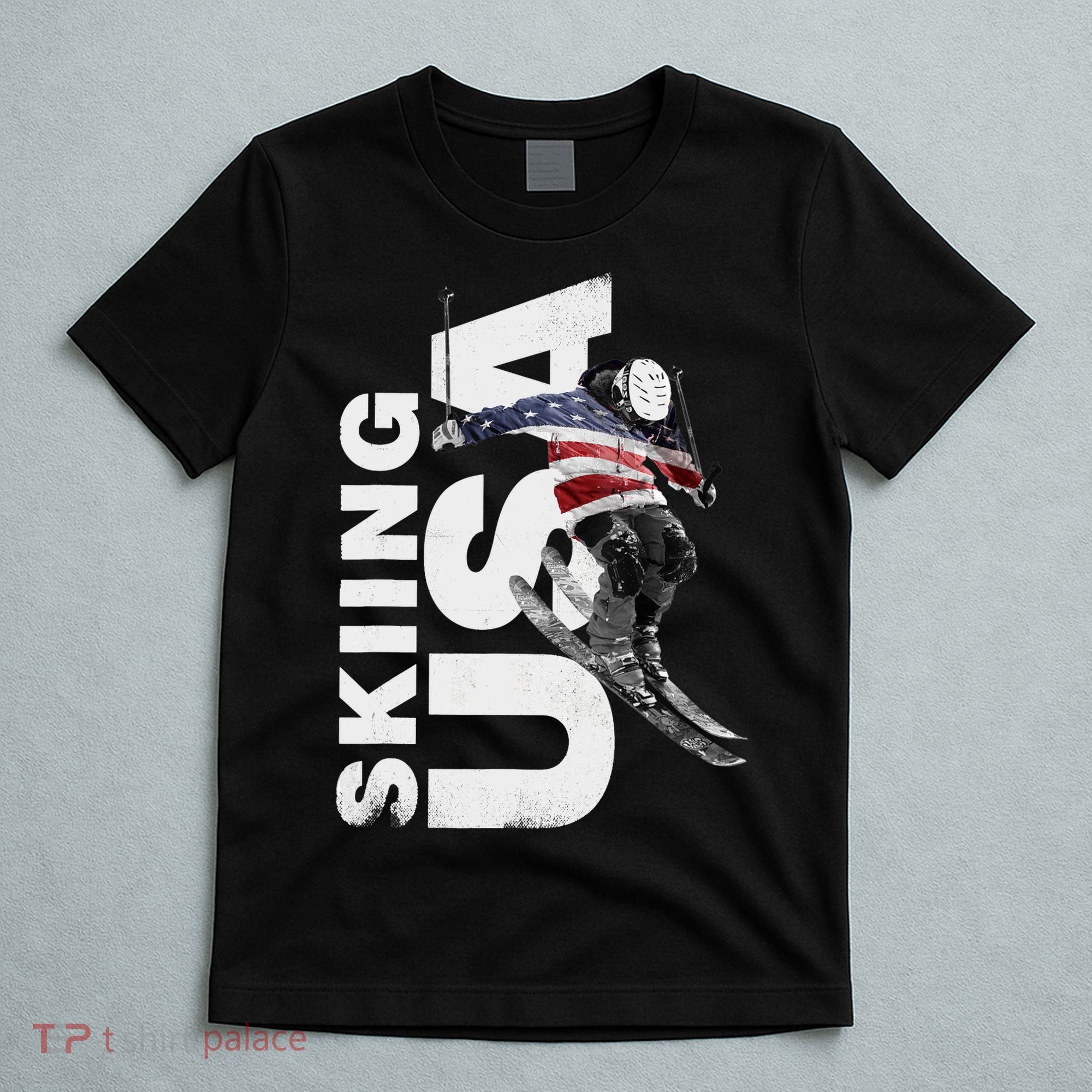Skiing USA Support The Team USA Flag Ski T-Shirt