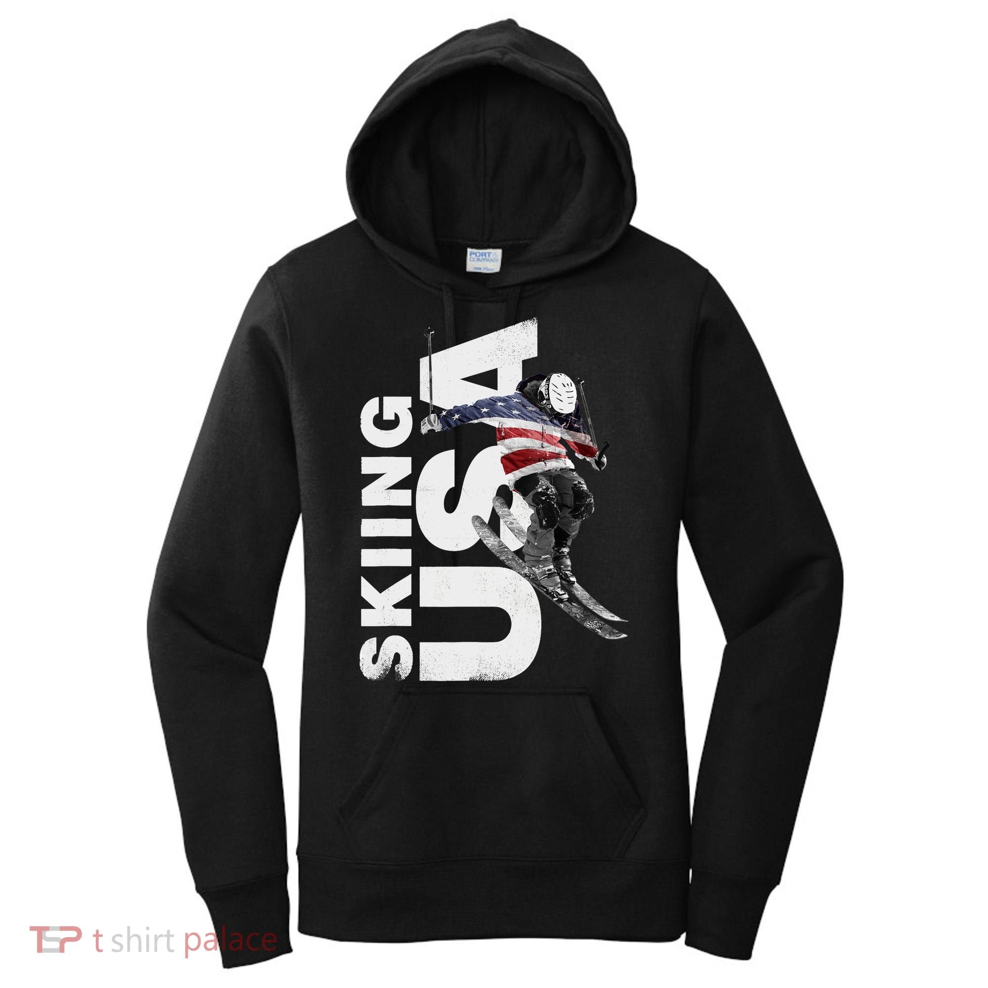 Skiing USA Support The Team USA Flag Ski Women's Hoodie