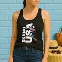 Skiing USA Support The Team USA Flag Ski Women's Tank Top thumb 2
