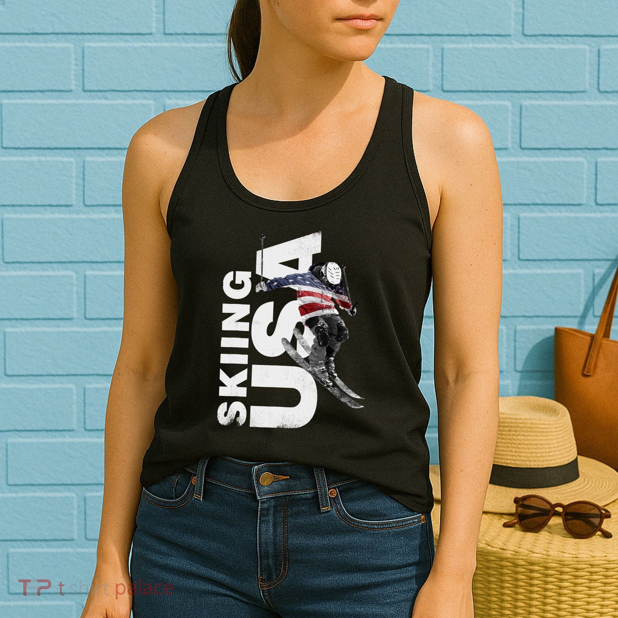 Skiing USA Support The Team USA Flag Ski Women's Tank Top