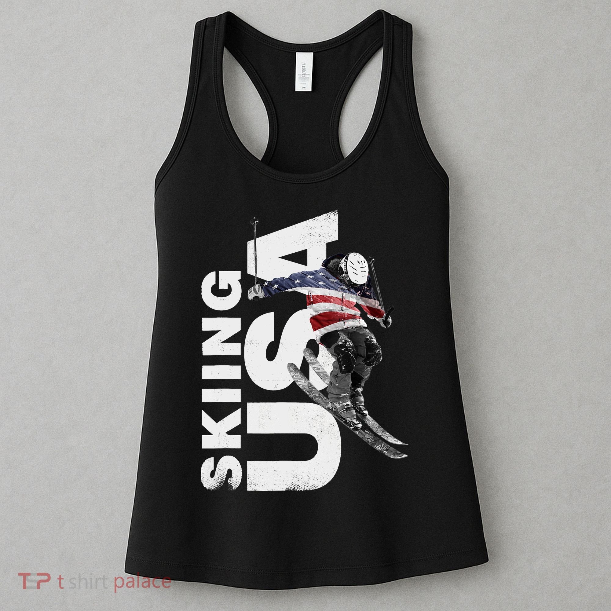 Skiing USA Support The Team USA Flag Ski Women's Tank Top
