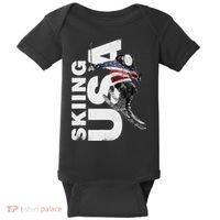 Skiing USA Support The Team USA Flag Ski Baby Bodysuit thumb 0