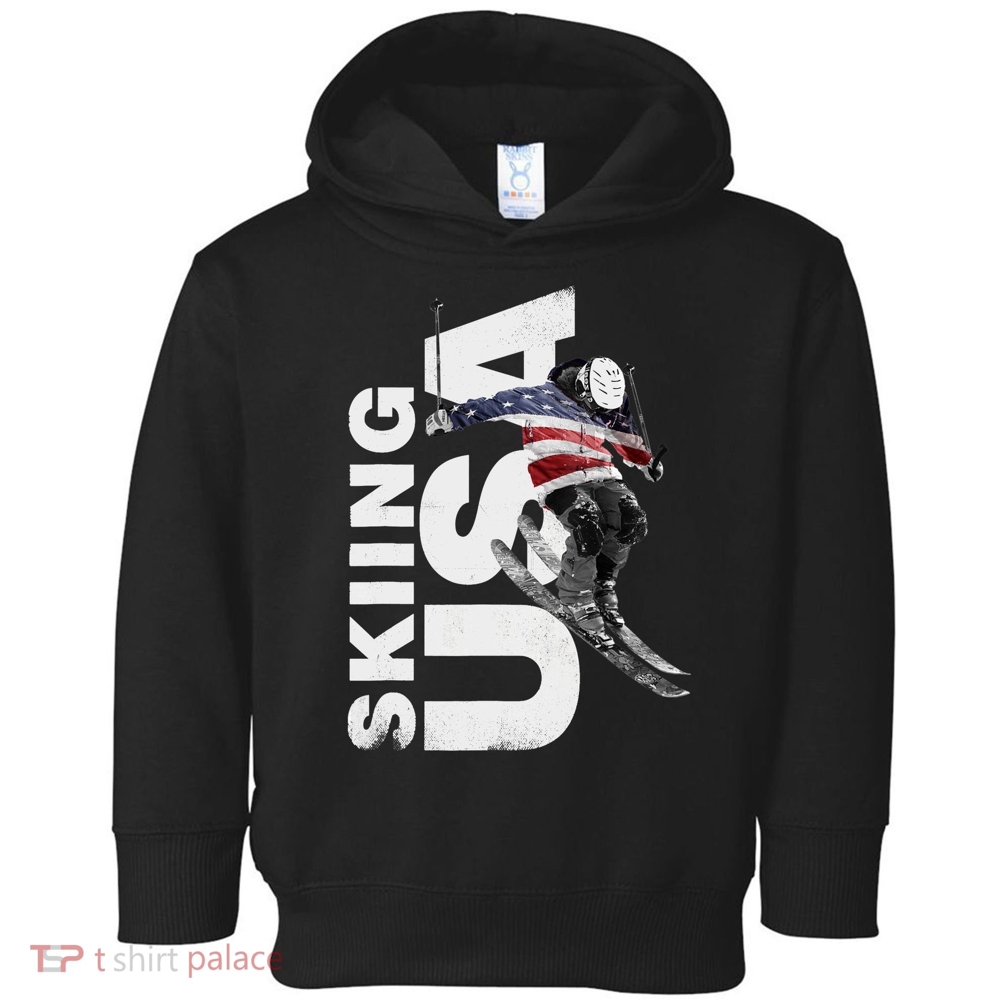 Skiing USA Support The Team USA Flag Ski Toddler Hoodie