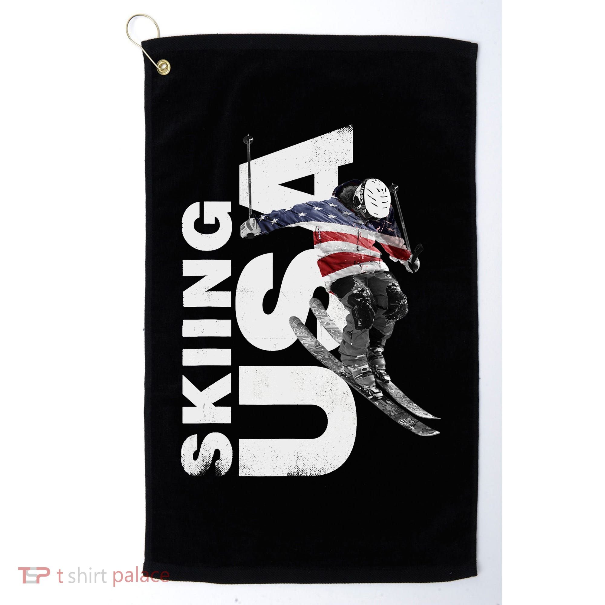 Skiing USA Support The Team USA Flag Ski Golf Towel