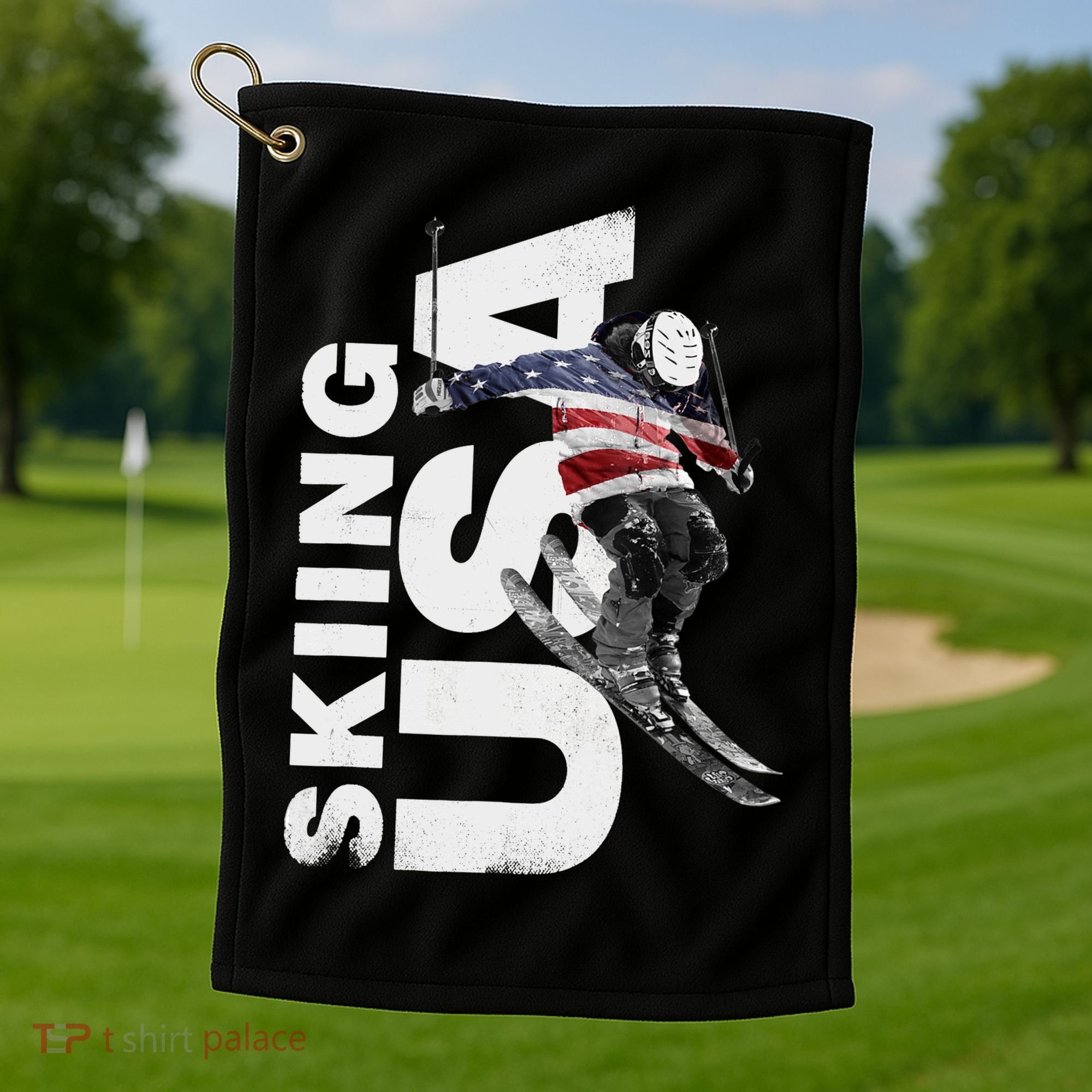 Skiing USA Support The Team USA Flag Ski Golf Towel