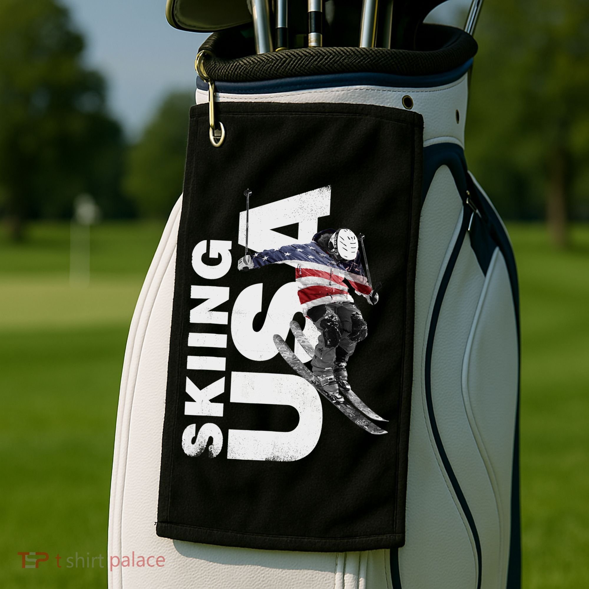 Skiing USA Support The Team USA Flag Ski Golf Towel