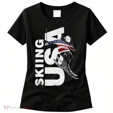 Skiing USA Support The Team USA Flag Ski Women's T-Shirt