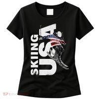 Skiing USA Support The Team USA Flag Ski Women's T-Shirt thumb 0