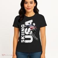 Skiing USA Support The Team USA Flag Ski Women's T-Shirt thumb 4