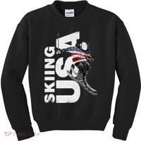 Skiing USA Support The Team USA Flag Ski Kids Sweatshirt thumb 0