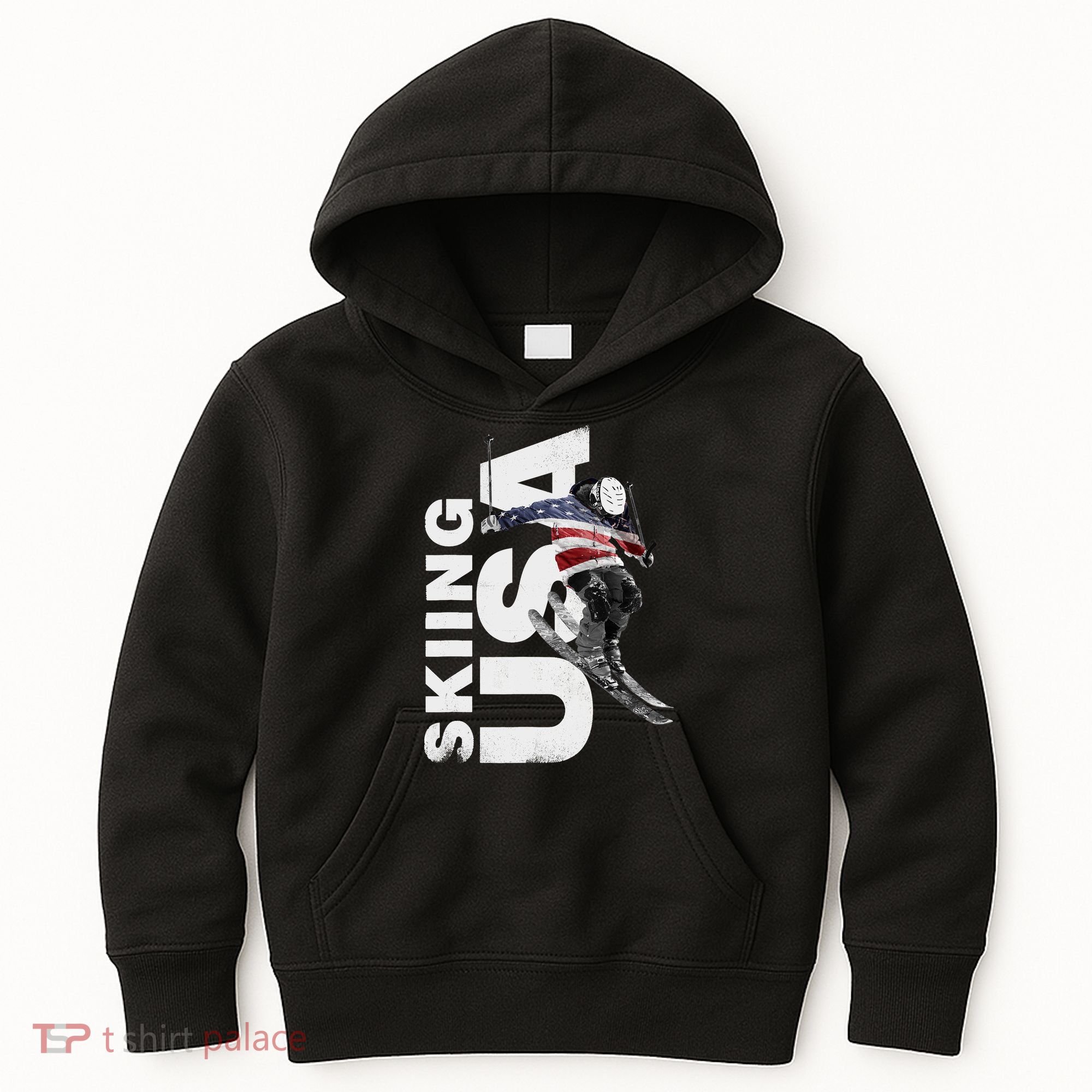 Skiing USA Support The Team USA Flag Ski Kids Hoodie