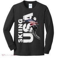 Skiing USA Support The Team USA Flag Ski Kids Long Sleeve Shirt thumb 0