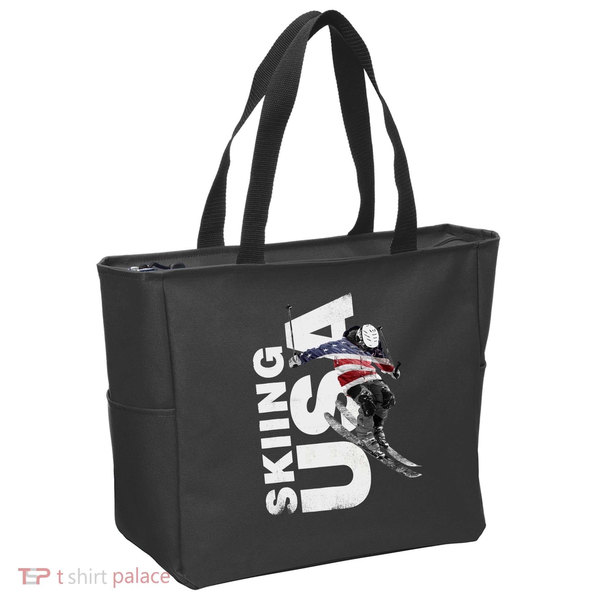 Skiing USA Support The Team USA Flag Ski Tote Bag