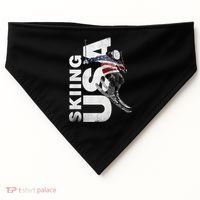 Skiing Usa Support The Team Cool Gift Usa Flag Ski Funny Gift USA-Made Doggie Bandana thumb 0