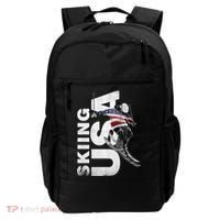 Skiing Usa Support The Team Cool Gift Usa Flag Ski Funny Gift Backpack thumb 0