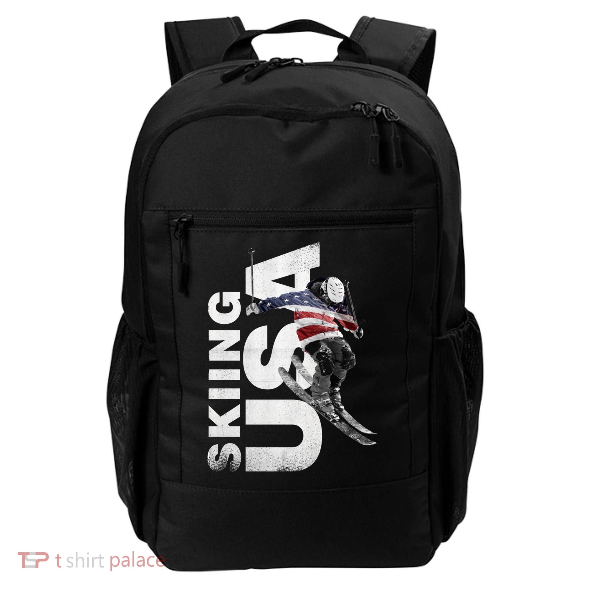 Skiing Usa Support The Team Cool Gift Usa Flag Ski Funny Gift Backpack