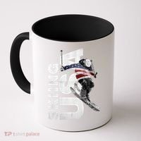 Skiing Usa Support The Team Cool Gift Usa Flag Ski Funny Gift Coffee Mug thumb 0