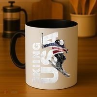 Skiing Usa Support The Team Cool Gift Usa Flag Ski Funny Gift Coffee Mug thumb 4