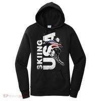 Skiing Usa Support The Team Cool Gift Usa Flag Ski Funny Gift Women's Hoodie thumb 0