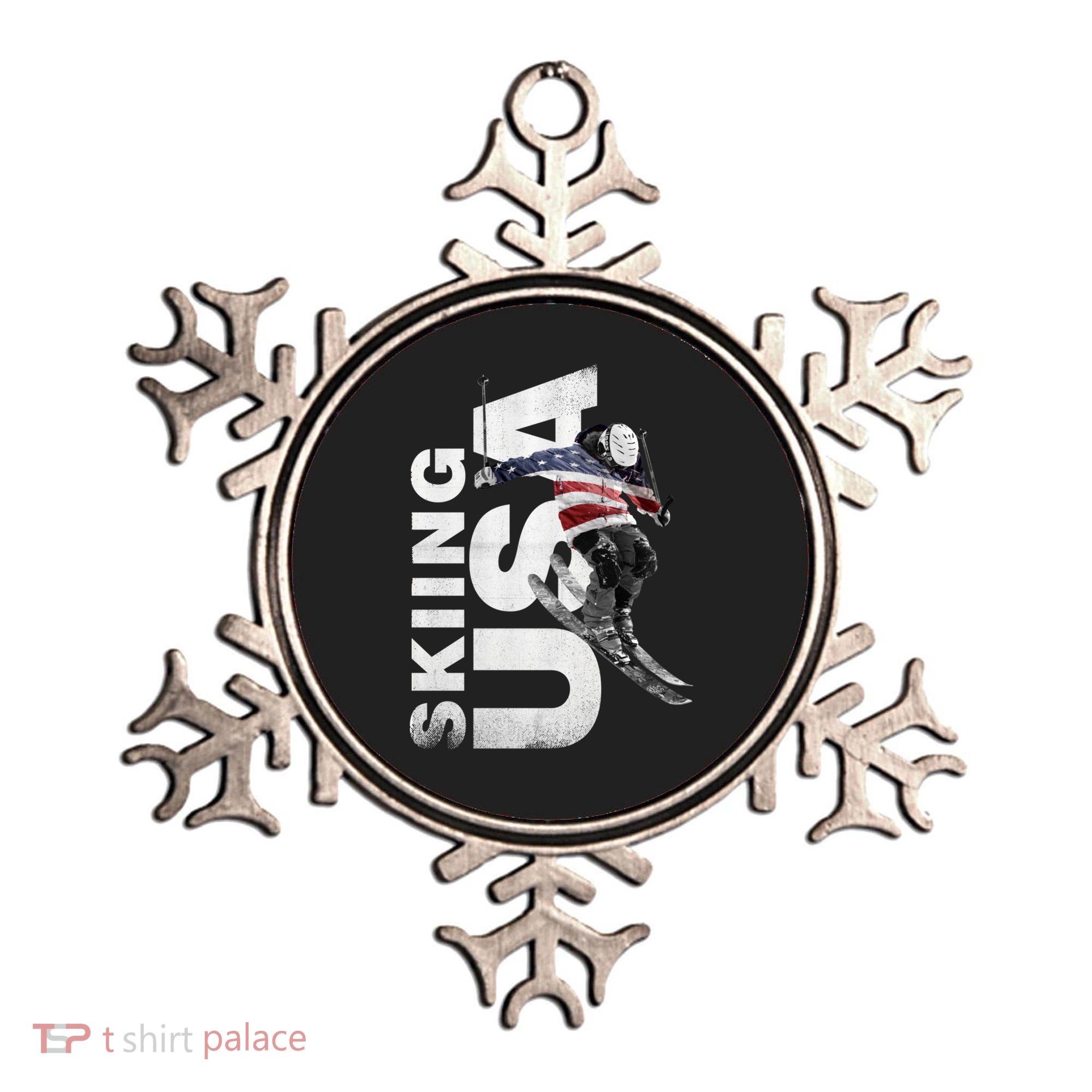 Skiing Usa Support The Team Cool Gift Usa Flag Ski Funny Gift Ornament