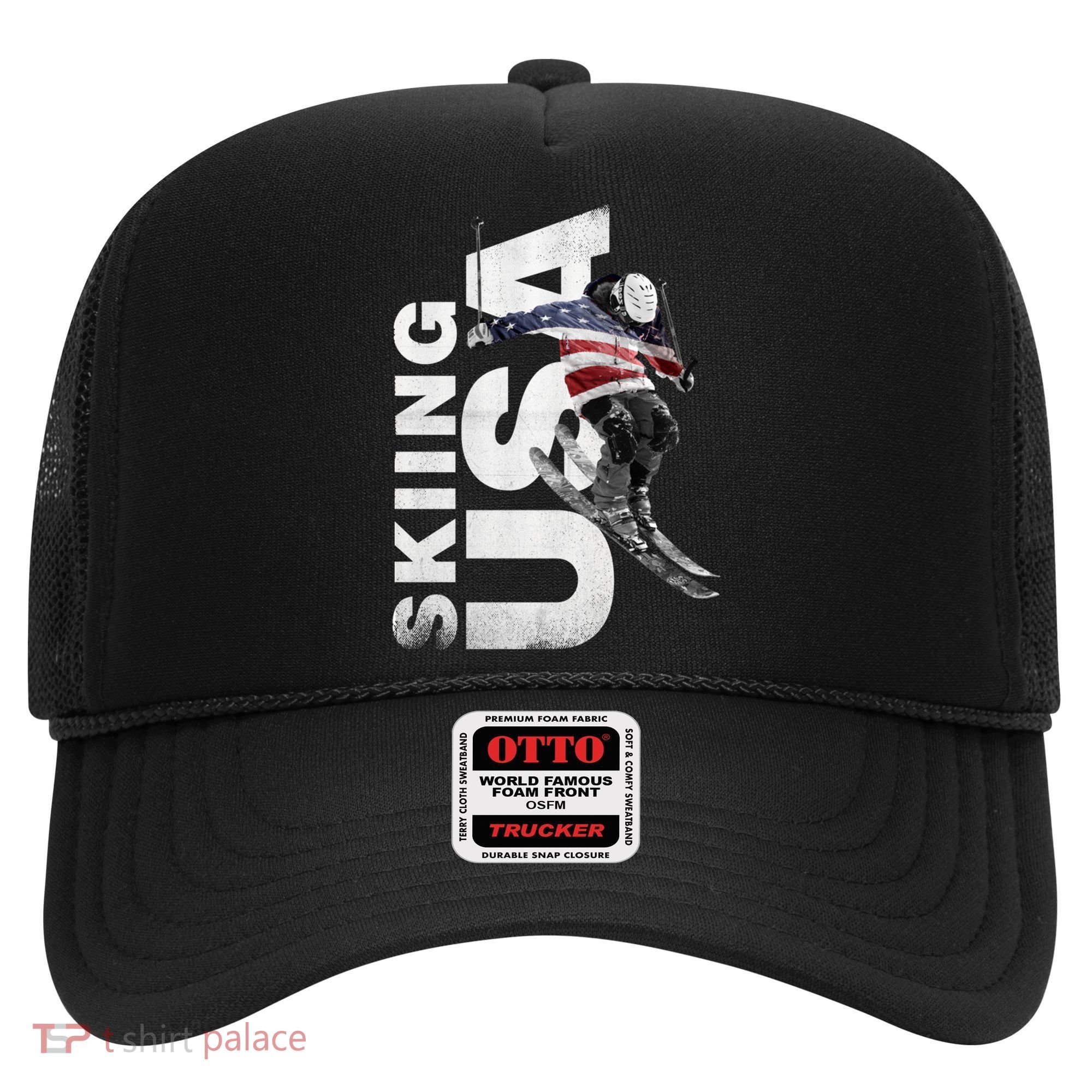 Skiing Usa Support The Team Cool Gift Usa Flag Ski Funny Gift Hat