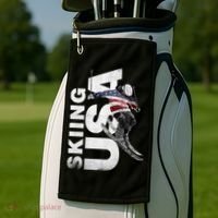 Skiing Usa Support The Team Cool Gift Usa Flag Ski Funny Gift Golf Towel thumb 2