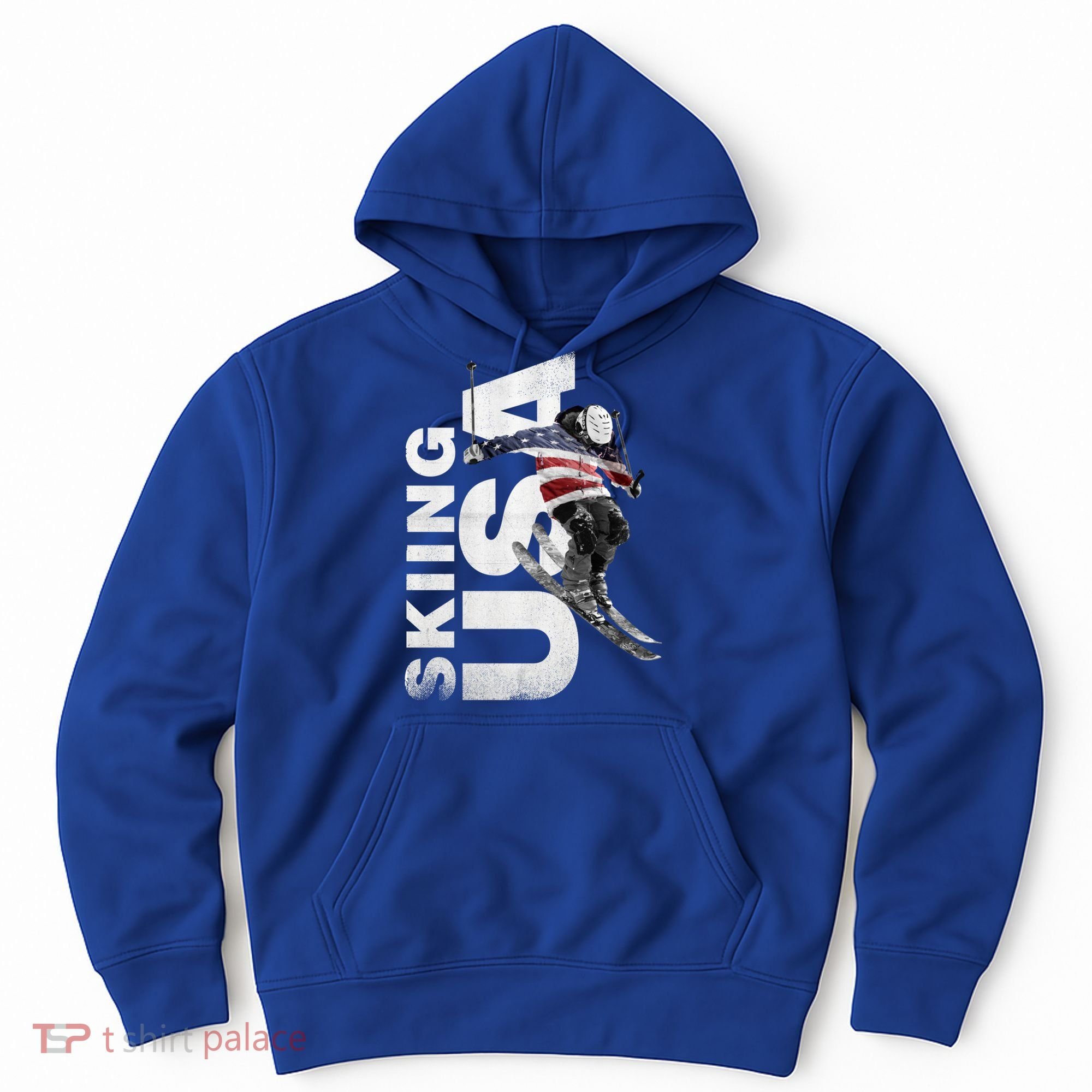 Skiing Usa Support The Team Cool Gift Usa Flag Ski Funny Gift Hoodie