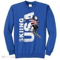 Skiing Usa Support The Team Cool Gift Usa Flag Ski Funny Gift Sweatshirt thumb 0