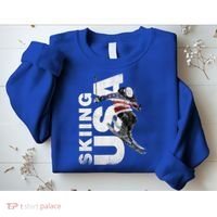 Skiing Usa Support The Team Cool Gift Usa Flag Ski Funny Gift Sweatshirt thumb 2