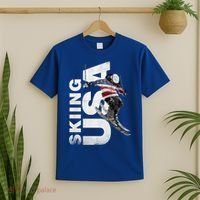 Skiing Usa Support The Team Cool Gift Usa Flag Ski Funny Gift T-Shirt thumb 2