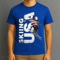 Skiing Usa Support The Team Cool Gift Usa Flag Ski Funny Gift T-Shirt thumb 3