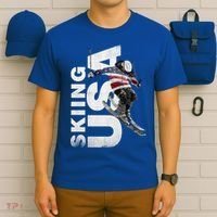 Skiing Usa Support The Team Cool Gift Usa Flag Ski Funny Gift T-Shirt thumb 6