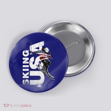 Skiing Usa Support The Team Cool Gift Usa Flag Ski Funny Gift Button