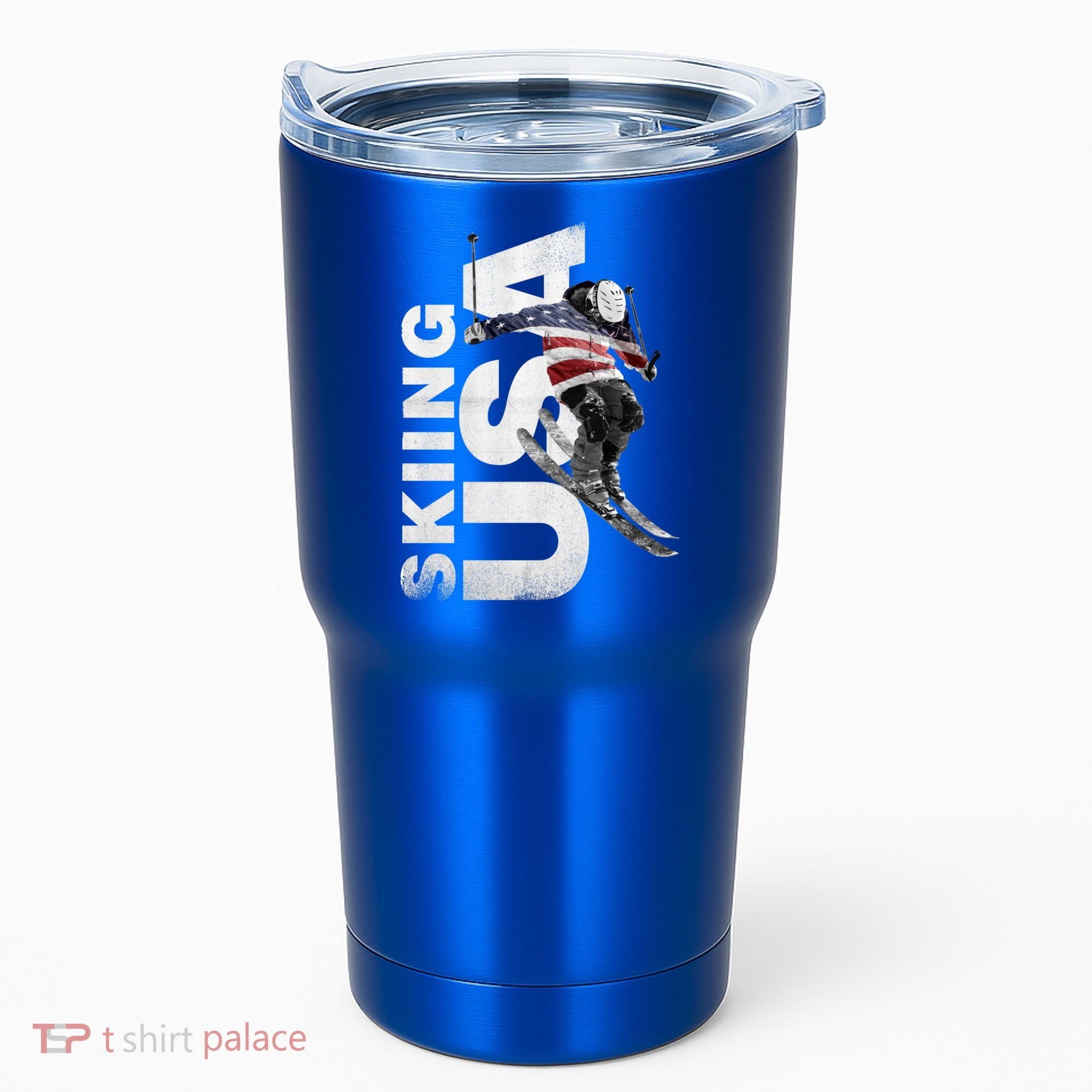 Skiing Usa Support The Team Cool Gift Usa Flag Ski Funny Gift Tumbler