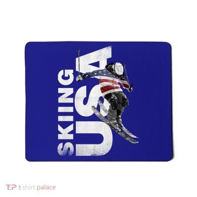 Skiing Usa Support The Team Cool Gift Usa Flag Ski Funny Gift Mousepad
