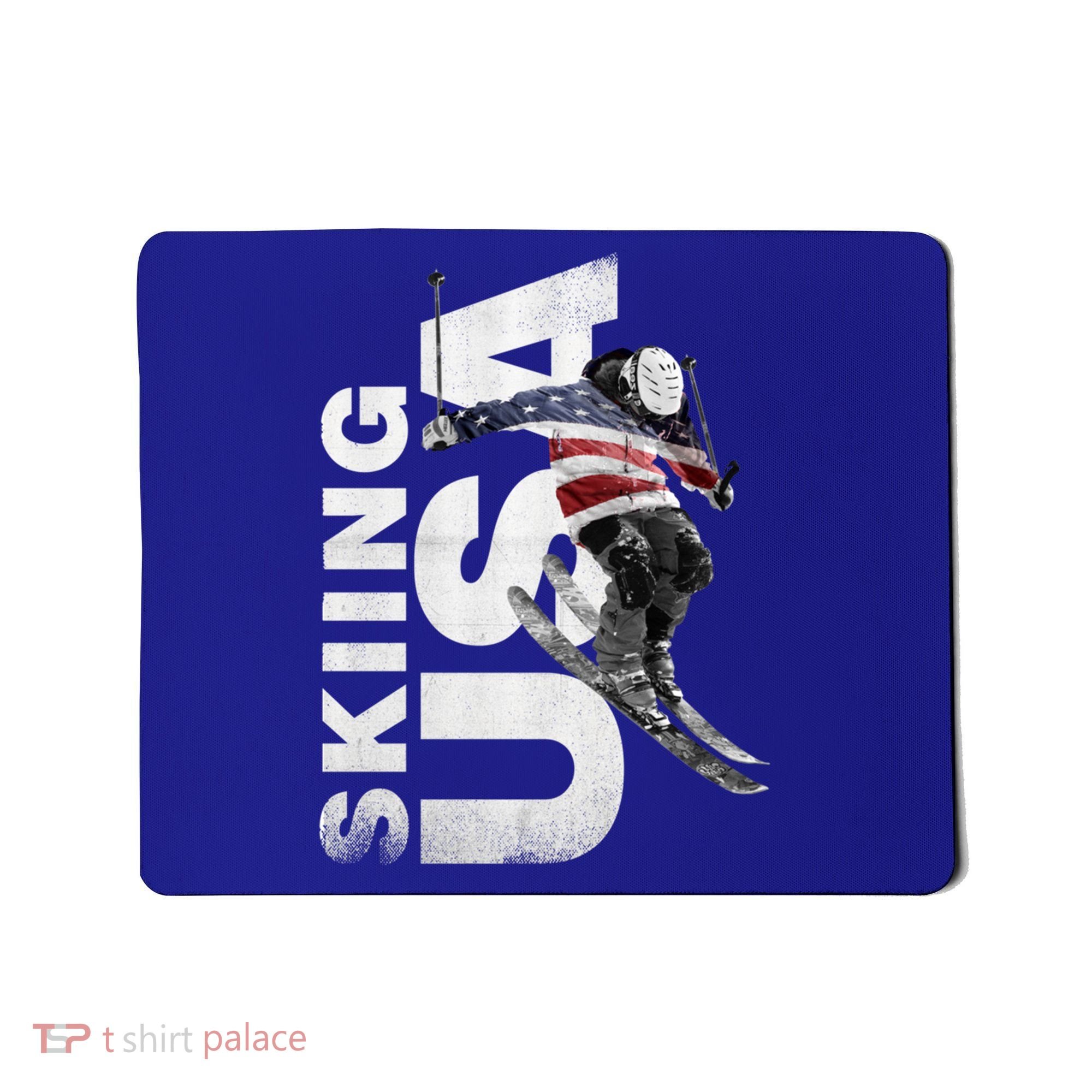 Skiing Usa Support The Team Cool Gift Usa Flag Ski Funny Gift Mousepad