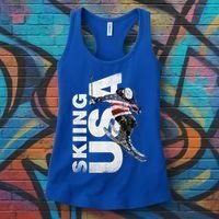Skiing Usa Support The Team Cool Gift Usa Flag Ski Funny Gift Women's Tank Top thumb 3