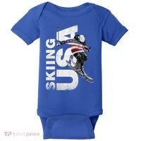 Skiing Usa Support The Team Cool Gift Usa Flag Ski Funny Gift Baby Bodysuit thumb 0