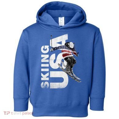 Skiing Usa Support The Team Cool Gift Usa Flag Ski Funny Gift Toddler Hoodie