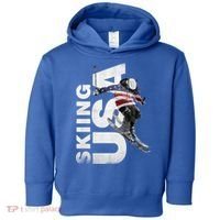 Skiing Usa Support The Team Cool Gift Usa Flag Ski Funny Gift Toddler Hoodie thumb 0