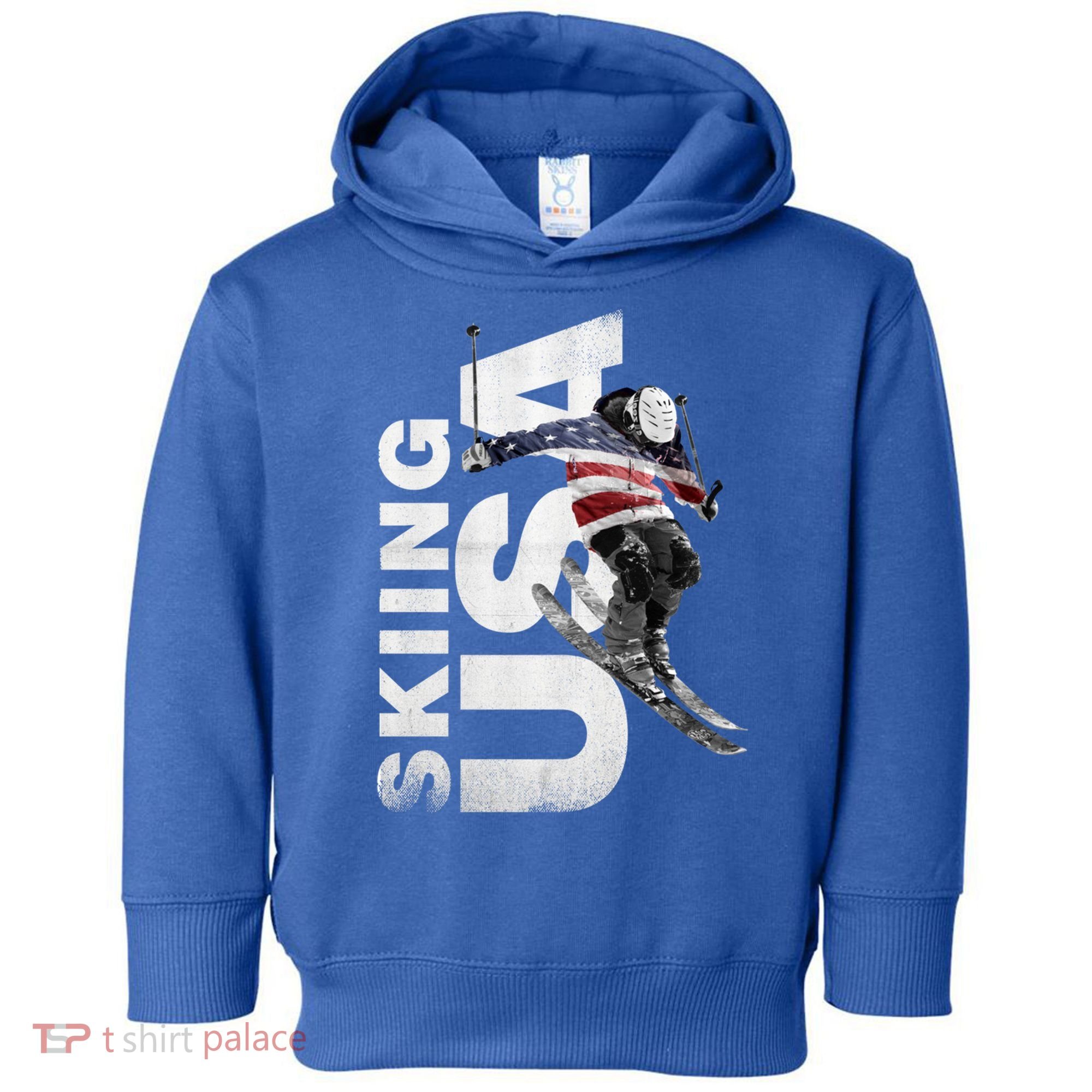 Skiing Usa Support The Team Cool Gift Usa Flag Ski Funny Gift Toddler Hoodie
