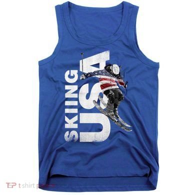 Skiing Usa Support The Team Cool Gift Usa Flag Ski Funny Gift Tank Top